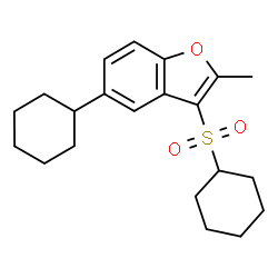 ChemSpider 2D Image | 5-Cyclohexyl-3-(cyclohexylsulfonyl)-2-methyl-1-benzofuran | C21H28O3S