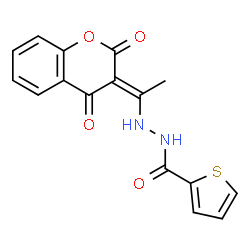 ChemSpider 2D Image | N'-[(1E)-1-(2,4-Dioxo-2H-chromen-3(4H)-ylidene)ethyl]-2-thiophenecarbohydrazide | C16H12N2O4S
