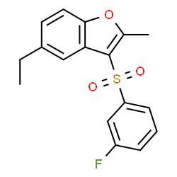 ChemSpider 2D Image | 5-Ethyl-3-[(3-fluorophenyl)sulfonyl]-2-methyl-1-benzofuran | C17H15FO3S