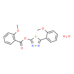 ChemSpider 2D Image | 5-(2-Methoxyphenyl)-1,3,4-thiadiazol-2-yl 2-methoxybenzoate hydrate (1:1) | C17H16N2O5S