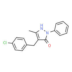 ChemSpider 2D Image | 4-(4-Chlorobenzyl)-5-methyl-2-phenyl-1,2-dihydro-3H-pyrazol-3-one | C17H15ClN2O