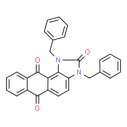 ChemSpider 2D Image | 1,3-Dibenzyl-1H-anthra[1,2-d]imidazole-2,6,11(3H)-trione | C29H20N2O3