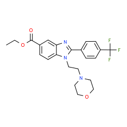 ChemSpider 2D Image | Ethyl 1-[2-(4-morpholinyl)ethyl]-2-[4-(trifluoromethyl)phenyl]-1H-benzimidazole-5-carboxylate | C23H24F3N3O3