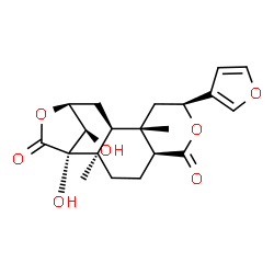 ChemSpider 2D Image | (1S,2R,5S,8S,10S,11S,13S,16R)-8-(3-Furyl)-1,16-dihydroxy-2,10-dimethyl-7,14-dioxatetracyclo[11.2.1.0~2,11~.0~5,10~]hexadecane-6,15-dione | C20H24O7