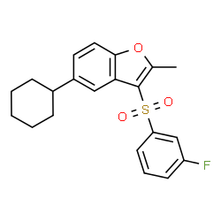 ChemSpider 2D Image | 5-Cyclohexyl-3-[(3-fluorophenyl)sulfonyl]-2-methyl-1-benzofuran | C21H21FO3S
