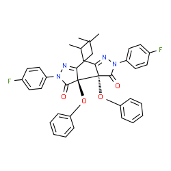 ChemSpider 2D Image | (4S,4'S)-2,2'-Bis(4-fluorophenyl)-5,5'-diisobutyl-4,4'-diphenoxy-2,2',4,4'-tetrahydro-3H,3'H-4,4'-bipyrazole-3,3'-dione | C38H36F2N4O4