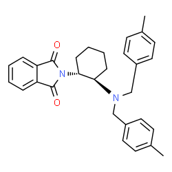 ChemSpider 2D Image | 2-{(1R,2R)-2-[Bis(4-methylbenzyl)amino]cyclohexyl}-1H-isoindole-1,3(2H)-dione | C30H32N2O2