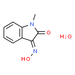 ChemSpider 2D Image | (3E)-3-(Hydroxyimino)-1-methyl-1,3-dihydro-2H-indol-2-one hydrate (1:1) | C9H10N2O3