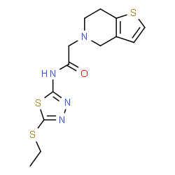 ChemSpider 2D Image | 2-(6,7-Dihydrothieno[3,2-c]pyridin-5(4H)-yl)-N-[5-(ethylsulfanyl)-1,3,4-thiadiazol-2-yl]acetamide | C13H16N4OS3