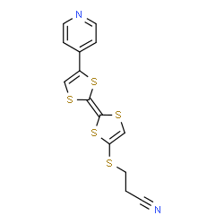 ChemSpider 2D Image | 3-({(2E)-2-[4-(4-Pyridinyl)-1,3-dithiol-2-ylidene]-1,3-dithiol-4-yl}sulfanyl)propanenitrile | C14H10N2S5