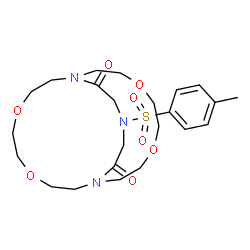 ChemSpider 2D Image | 21-[(4-Methylphenyl)sulfonyl]-4,7,13,16-tetraoxa-1,10,21-triazabicyclo[8.8.5]tricosane-19,23-dione | C23H35N3O8S