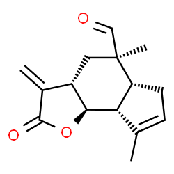 ChemSpider 2D Image | (3aS,5R,5aR,8aR,8bS)-5,8-Dimethyl-3-methylene-2-oxo-3,3a,4,5,5a,6,8a,8b-octahydro-2H-indeno[4,5-b]furan-5-carbaldehyde | C15H18O3