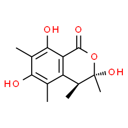 ChemSpider 2D Image | (3S,4S)-3,6,8-Trihydroxy-3,4,5,7-tetramethyl-3,4-dihydro-1H-isochromen-1-one | C13H16O5