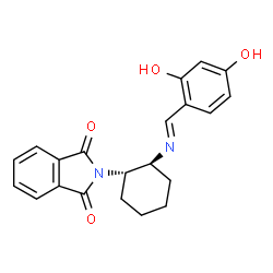 ChemSpider 2D Image | 2-{(1S,2S)-2-[(E)-(2,4-Dihydroxybenzylidene)amino]cyclohexyl}-1H-isoindole-1,3(2H)-dione | C21H20N2O4