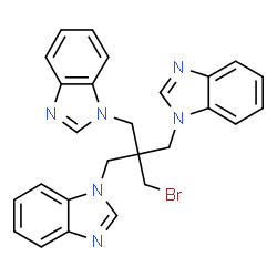 ChemSpider 2D Image | 1-[3-(1H-Benzimidazol-1-yl)-2-(1H-benzimidazol-1-ylmethyl)-2-(bromomethyl)propyl]-1H-benzimidazole | C26H23BrN6