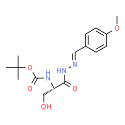 ChemSpider 2D Image | 2-Methyl-2-propanyl {(2S)-3-hydroxy-1-[(2E)-2-(4-methoxybenzylidene)hydrazino]-1-oxo-2-propanyl}carbamate | C16H23N3O5