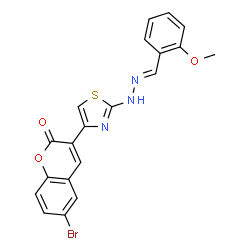 ChemSpider 2D Image | 6-Bromo-3-{2-[(2E)-2-(2-methoxybenzylidene)hydrazino]-1,3-thiazol-4-yl}-2H-chromen-2-one | C20H14BrN3O3S