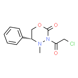 ChemSpider 2D Image | (5R)-3-(Chloroacetyl)-4-methyl-5-phenyl-1,3,4-oxadiazinan-2-one | C12H13ClN2O3