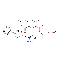 ChemSpider 2D Image | Diethyl 4-[5-(4-biphenylyl)-1H-pyrazol-4-yl]-2,6-dimethyl-1,4-dihydro-3,5-pyridinedicarboxylate - ethanol (1:1) | C30H35N3O5