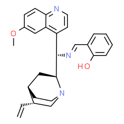 ChemSpider 2D Image | 2-[(E)-{[(4beta,8alpha,9S)-6'-Methoxycinchonan-9-yl]imino}methyl]phenol | C27H29N3O2