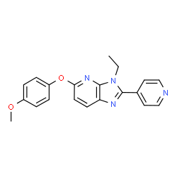 ChemSpider 2D Image | 3-Ethyl-5-(4-methoxyphenoxy)-2-(4-pyridinyl)-3H-imidazo[4,5-b]pyridine | C20H18N4O2