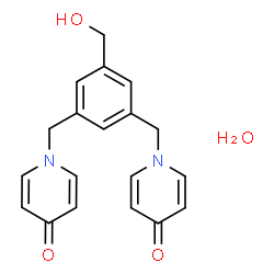 ChemSpider 2D Image | 1,1'-{[5-(Hydroxymethyl)-1,3-phenylene]bis(methylene)}di(4(1H)-pyridinone) hydrate (1:1) | C19H20N2O4