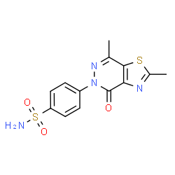 ChemSpider 2D Image | 4-(2,7-Dimethyl-4-oxo[1,3]thiazolo[4,5-d]pyridazin-5(4H)-yl)benzenesulfonamide | C13H12N4O3S2