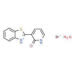 ChemSpider 2D Image | 2-(2-Oxo-1,2-dihydro-3-pyridinyl)-1,3-benzothiazol-3-ium bromide hydrate (1:1:1) | C12H11BrN2O2S