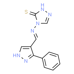 ChemSpider 2D Image | 4-{(E)-[(3-Phenyl-1H-pyrazol-4-yl)methylene]amino}-2,4-dihydro-3H-1,2,4-triazole-3-thione | C12H10N6S