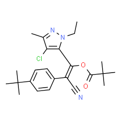 ChemSpider 2D Image | (Z)-1-(4-Chloro-1-ethyl-3-methyl-1H-pyrazol-5-yl)-2-cyano-2-[4-(2-methyl-2-propanyl)phenyl]vinyl pivalate | C24H30ClN3O2