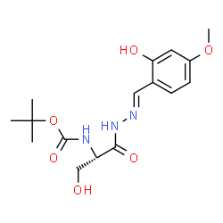 ChemSpider 2D Image | 2-Methyl-2-propanyl {(2S)-3-hydroxy-1-[(2E)-2-(2-hydroxy-4-methoxybenzylidene)hydrazino]-1-oxo-2-propanyl}carbamate | C16H23N3O6