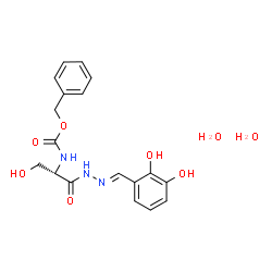 ChemSpider 2D Image | Benzyl {(2S)-1-[(2E)-2-(2,3-dihydroxybenzylidene)hydrazino]-3-hydroxy-1-oxo-2-propanyl}carbamate dihydrate | C18H23N3O8