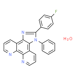 ChemSpider 2D Image | 2-(4-Fluorophenyl)-1-phenyl-1H-imidazo[4,5-f][1,10]phenanthroline hydrate (1:1) | C25H17FN4O