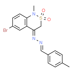 ChemSpider 2D Image | (4Z)-6-Bromo-1-methyl-4-[(2E)-(4-methylbenzylidene)hydrazono]-3,4-dihydro-1H-2,1-benzothiazine 2,2-dioxide | C17H16BrN3O2S