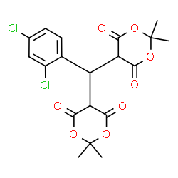 ChemSpider 2D Image | 5,5'-[(2,4-Dichlorophenyl)methylene]bis(2,2-dimethyl-1,3-dioxane-4,6-dione) | C19H18Cl2O8