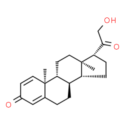 ChemSpider 2D Image | (8alpha,9beta,10alpha,13alpha,14beta,17alpha)-21-Hydroxypregna-1,4-diene-3,20-dione | C21H28O3