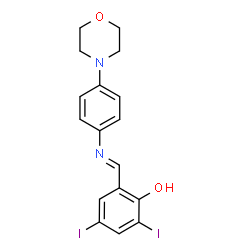 ChemSpider 2D Image | 2,4-Diiodo-6-[(E)-{[4-(4-morpholinyl)phenyl]imino}methyl]phenol | C17H16I2N2O2