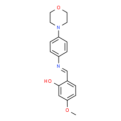 ChemSpider 2D Image | 5-Methoxy-2-[(E)-{[4-(4-morpholinyl)phenyl]imino}methyl]phenol | C18H20N2O3