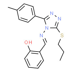 ChemSpider 2D Image | 2-[(E)-{[3-(4-Methylphenyl)-5-(propylsulfanyl)-4H-1,2,4-triazol-4-yl]imino}methyl]phenol | C19H20N4OS