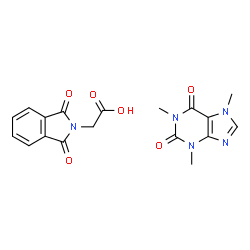 ChemSpider 2D Image | (1,3-Dioxo-1,3-dihydro-2H-isoindol-2-yl)acetic acid - 1,3,7-trimethyl-3,7-dihydro-1H-purine-2,6-dione (1:1) | C18H17N5O6
