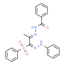 ChemSpider 2D Image | N'-[(1E,2E)-1-(Phenylhydrazono)-1-(phenylsulfonyl)-2-propanylidene]benzohydrazide | C22H20N4O3S