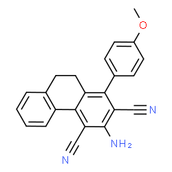 ChemSpider 2D Image | 3-Amino-1-(4-methoxyphenyl)-9,10-dihydro-2,4-phenanthrenedicarbonitrile | C23H17N3O