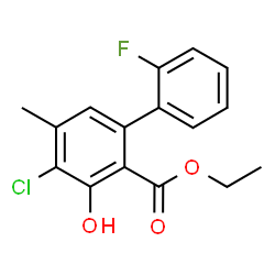 ChemSpider 2D Image | Ethyl 4-chloro-2'-fluoro-3-hydroxy-5-methyl-2-biphenylcarboxylate | C16H14ClFO3