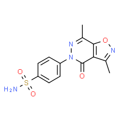 ChemSpider 2D Image | 4-(3,7-Dimethyl-4-oxo[1,2]oxazolo[4,5-d]pyridazin-5(4H)-yl)benzenesulfonamide | C13H12N4O4S