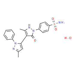 ChemSpider 2D Image | 4-(3',5-Dimethyl-5'-oxo-2-phenyl-2',5'-dihydro-1'H,2H-3,4'-bipyrazol-1'-yl)benzenesulfonamide hydrate (1:1) | C20H21N5O4S