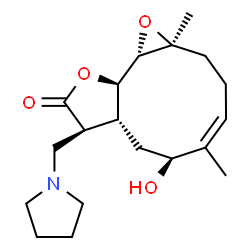 ChemSpider 2D Image | (1aS,4Z,6S,7aR,8S,10aR,10bS)-6-Hydroxy-1a,5-dimethyl-8-(1-pyrrolidinylmethyl)-2,3,6,7,7a,8,10a,10b-octahydrooxireno[9,10]cyclodeca[1,2-b]furan-9(1aH)-one | C19H29NO4