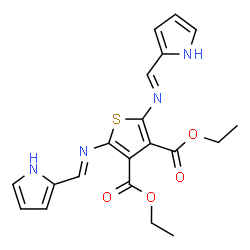 ChemSpider 2D Image | Diethyl 2,5-bis[(E)-(1H-pyrrol-2-ylmethylene)amino]-3,4-thiophenedicarboxylate | C20H20N4O4S