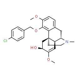 ChemSpider 2D Image | (6beta,9alpha,13alpha,14alpha)-4-[(4-Chlorobenzyl)oxy]-3,7-dimethoxy-17-methyl-7,8-didehydromorphinan-6-ol | C26H30ClNO4