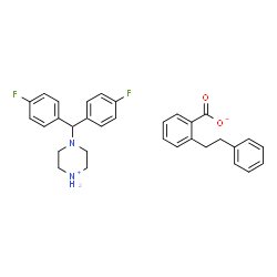 ChemSpider 2D Image | 4-[Bis(4-fluorophenyl)methyl]piperazin-1-ium 2-(2-phenylethyl)benzoate | C32H32F2N2O2