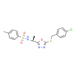ChemSpider 2D Image | N-[(1S)-1-{5-[(4-Chlorobenzyl)sulfanyl]-1,3,4-oxadiazol-2-yl}ethyl]-4-methylbenzenesulfonamide | C18H18ClN3O3S2